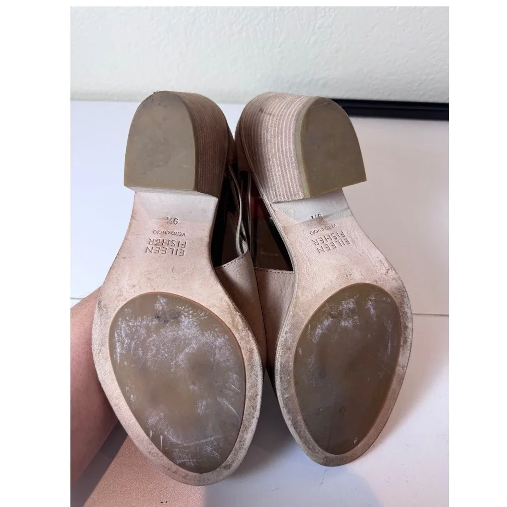 Eileen Fisher Leather Peep Toe Wedge Sandals‎ Womens 9.5 Strappy Boho Festival
